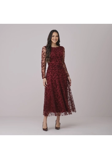 Vestido Tabata Em Tule Flocado Vermelho Tata Martello Outono/Inverno 2026