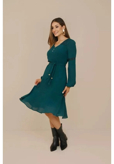 Vestido Diane Midi Verde Nitido Outono/Inverno 2026